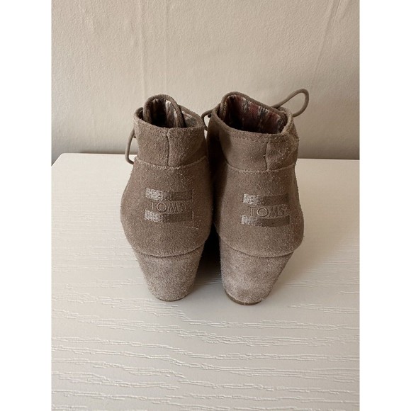 Toms Womens Desert Wedge Bootie Taupe Size 8 Lace Up Casual Heel Neutral Boho - Picture 4 of 8